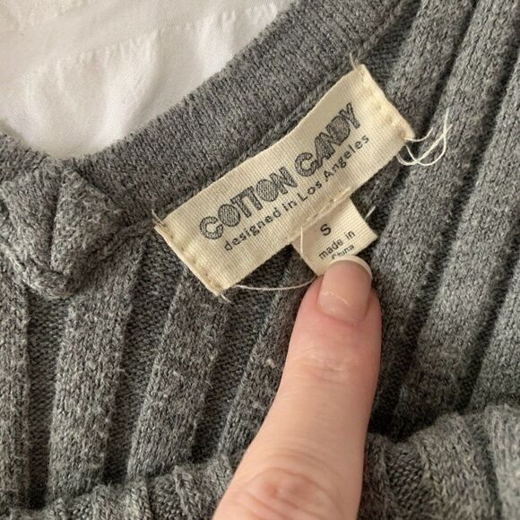 Cotton Candy Womens Solid Gray Crop Ribbed Knit Sweater Tank Top Small - Picture 3 of 4